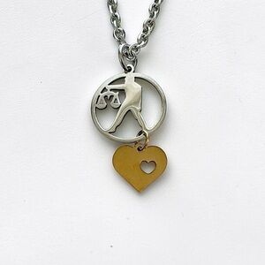 🆕 Libra Zodiac and Heart Pendant Necklace-Stainless Steel